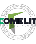Comelit logo with green and black text on a white background