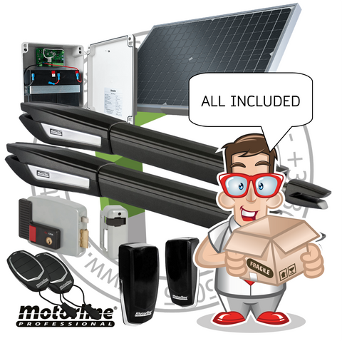 24V SOLAR MOTORLINE JAG DOUBLE LEAF GATE KIT - FOR ENTRANCES UP TO 8M (24FT)